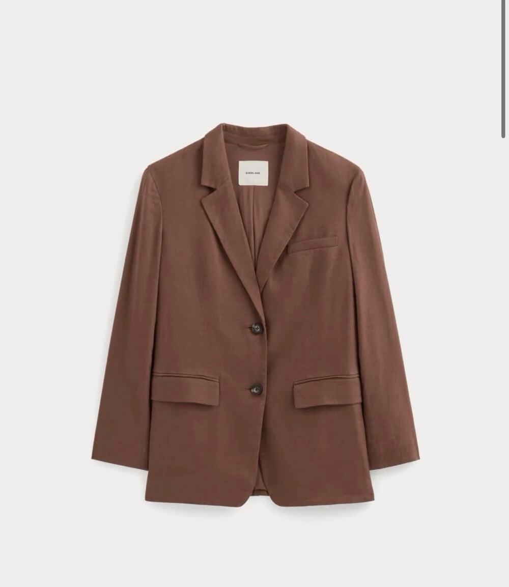 $198 New Everlane The Oversized Blazer in Stretch Linen - Cedarwood - 4 Chic